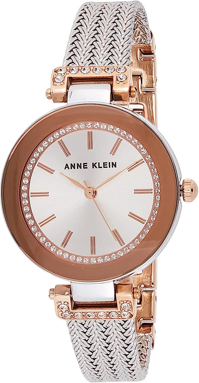 Anne Klein Women's Premium Crystal Accented Mesh Bracelet Watch - Image 1